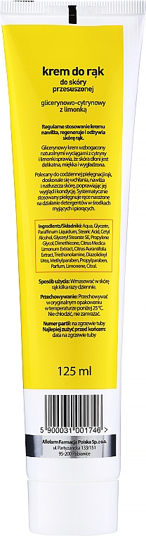 Glicerynowo-cytrynowy krem do rąk Cytryna z limonką - Anida — Zdjęcie N2