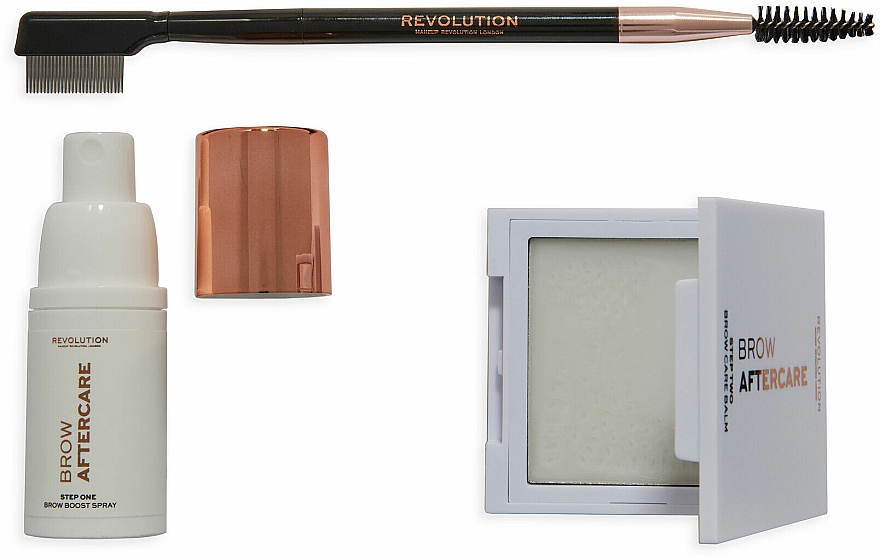Zestaw stylizacyjno-pielęgnacyjny do laminacji brwi - Makeup Revolution Brow Lamination Aftercare & Growth Set (spray/15ml + gel/5.5g + brush) — Zdjęcie N2