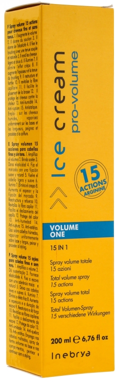 Spray nadający objętość włosom - Inebrya Ice Cream Volume One 15 in 1 Spray — Zdjęcie N3