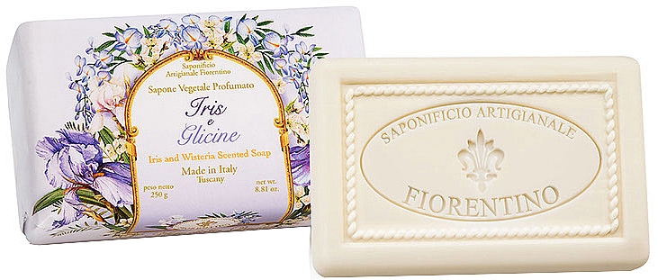Naturalne mydło w kostce Irys i glicynia - Saponificio Artigianale Fiorentino Iris And Wisteria — Zdjęcie N2