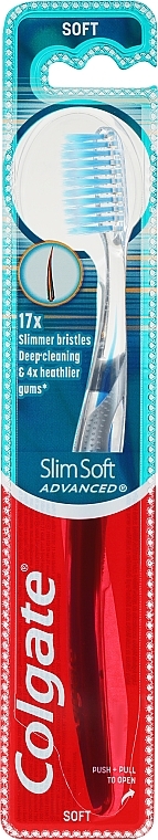Miękka szczoteczka do zębów, przezroczysto-niebieska - Colgate Slim Soft Advanced — Zdjęcie N1