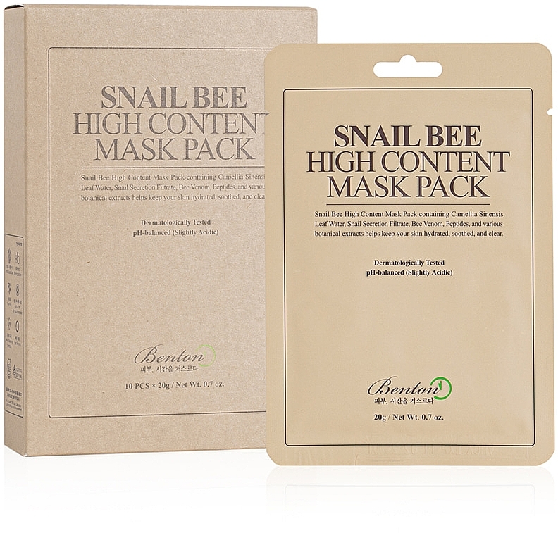 Maska z dużym stężeniem śluzu ślimaka i pszczelego jadu - Benton Snail Bee High Content Mask Pack — Zdjęcie N2