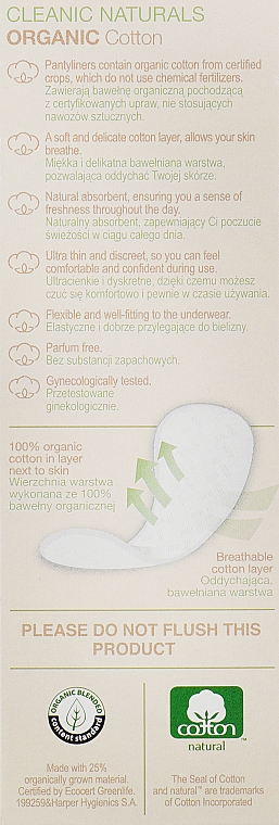 Wkładki higieniczne z bawełny organicznej, 20 szt. - Cleanic Naturals Organic Cotton — Zdjęcie N2