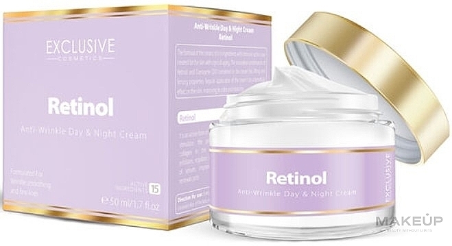 Krem do twarzy z retinolem - Exclusive Cosmetics Retinol Anti-Wrinkle Day & Night Cream — Zdjęcie N1