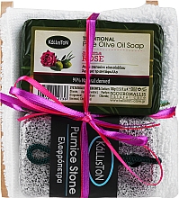 Zestaw, mydło o zapachu róży - Kalliston (soap/100g + soap/dish/1pc + stone/1pc + towel/1pc) — Zdjęcie N1