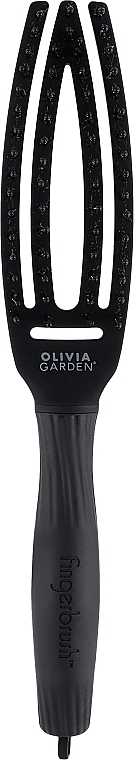 Szczotka do masażu, mała, czarna - Olivia Garden Fingerbrush Full Black Combo HairBrush Small  — Zdjęcie N1