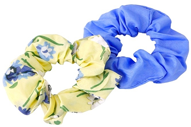 Zestaw gumek do włosów,żółta w kwiaty i niebieska - Lolita Accessories — Zdjęcie N1