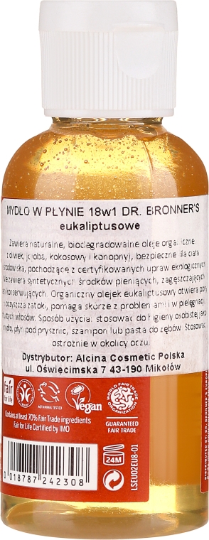 Mydło w płynie Eukaliptus - Dr Bronner’s 18-in-1 Pure Castile Soap Eucalyptus — Zdjęcie N2