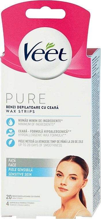 Paski woskowe do depilacji twarzy - Veet Pure Facial Wax Strips Sensitive Skin — Zdjęcie N1