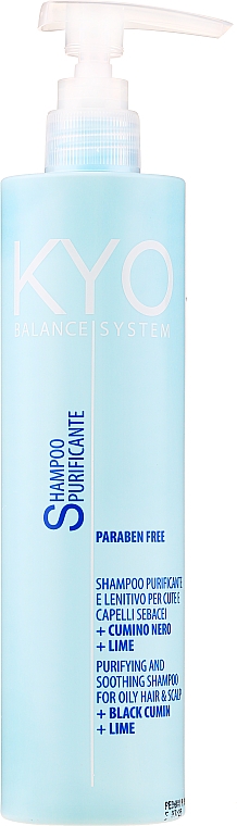 Oczyszczający szampon do przetłuszczającej się skóry głowy i włosów Czarnuszka i limonka - Kyo Balance System Shampoo