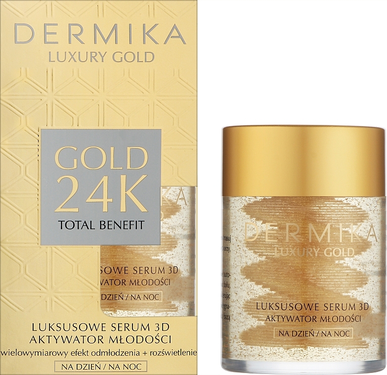 Luksusowe serum do twarzy Aktywator młodości - Dermika Luxury Gold 24k Total Benefit Serum — Zdjęcie N2
