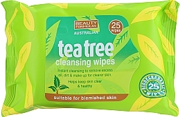 Chusteczki do oczyszczania twarzy, 25 szt. - Beauty Formulas Tea Tree Cleansing Wipes — Zdjęcie N1