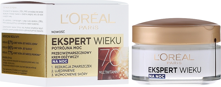 PRZECENA! Przeciwzmarszczkowy krem odżywczy na noc Ekspert wieku 70+ - L'Oreal Paris Age Specialist Night Cream * — Zdjęcie N2