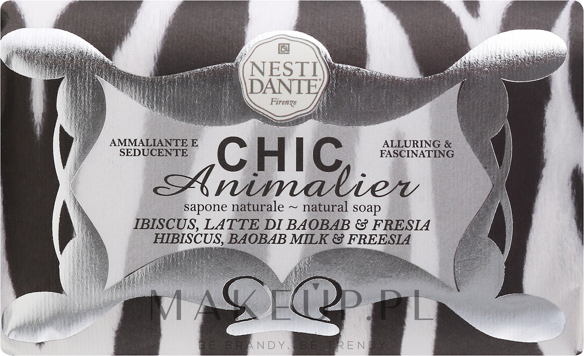 Naturalne mydło w kostce Hibiskus, mleczko z baobabu i frezja - Nesti Dante Chic Animalier — Zdjęcie 250 g