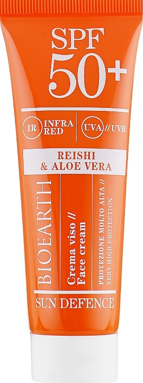 Krem przeciwsłoneczny do twarzy z reishi i aloesem SPF50 - Bioearth Sun Defence Reishi & Aloe Vera — Zdjęcie N2