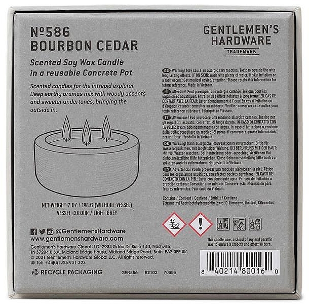 PRZECENA! Świeca zapachowa, 3 knoty - Gentleme's Hardware Soy Wax Candle 586 Bourbon Cedar * — Zdjęcie N5