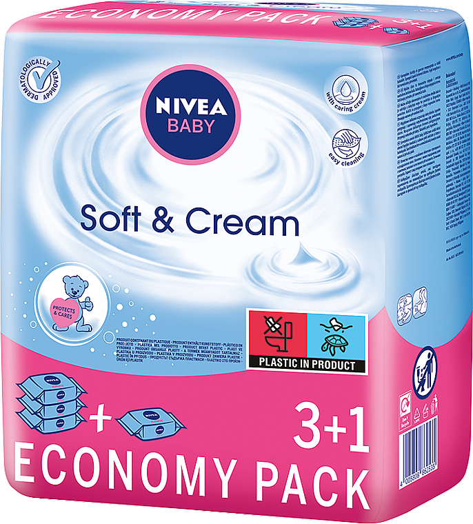 Chusteczki nawilżane dla dzieci, 4 x 63 szt. - NIVEA BABY Soft & Cream — Zdjęcie N2