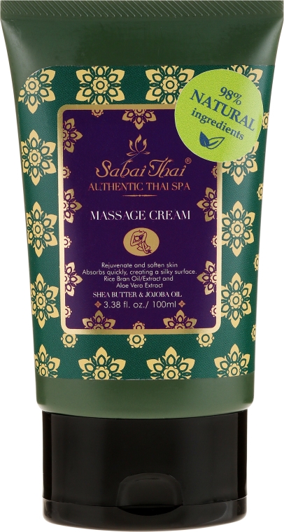 Krem do masażu ciała z olejem z otrębów ryżowych i aloesem - Sabai Thai Authentic Thai Spa Massage Cream — фото N1