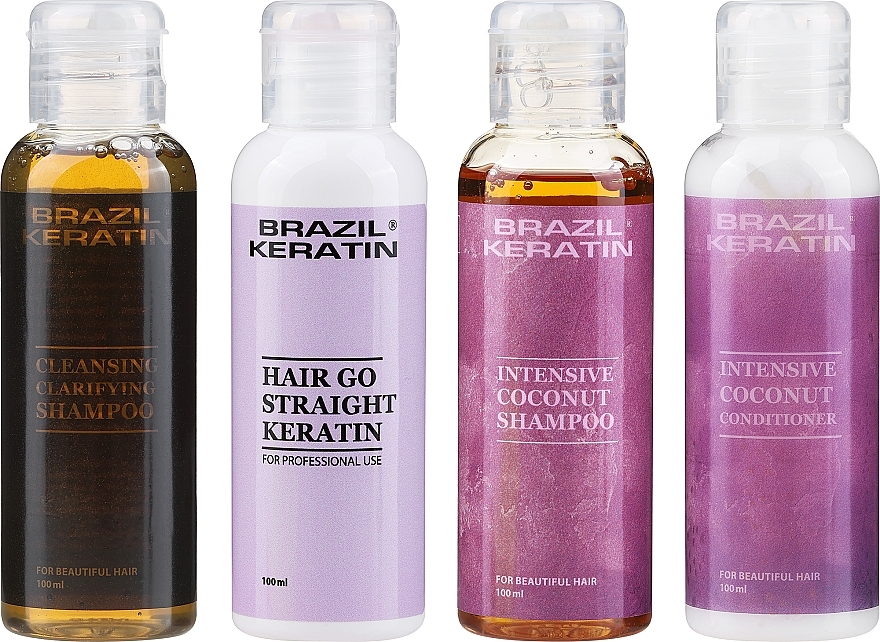 Zestaw - Brazil Keratin Hair Go Straight Start Set (shmp/100ml + keratin/100ml + shmp/100ml + cond/100ml) — Zdjęcie N1