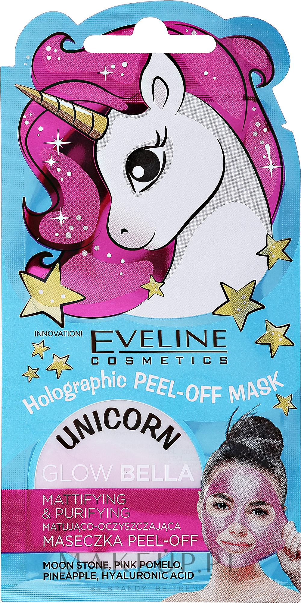 Matująco-oczyszczająca maseczka peel-off - Eveline Cosmetics Holographic Peel-Off Mask Unicorn  — Zdjęcie 7 ml