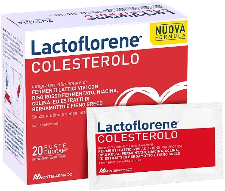 Kompleks probiotyczny Cholesterol, saszetka - Montefarmaco Lactoflorene — Zdjęcie N1