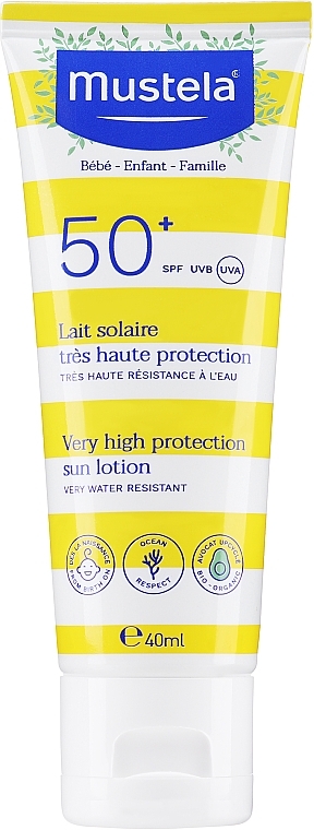 Mleczko przeciwsłoneczne do twarzy i ciała - Mustela Bebe Enfant Very High Protection Face And Body Sun Lotion SPF 50+