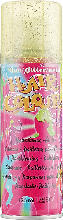 Koloryzujący spray do włosów Metalik z cekinami, złoty - Sibel Metallic Glitter Color Hair Spray Gold — Zdjęcie N1