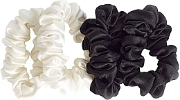 Kup Gumki z naturalnego jedwabiu, rozmiar S, biały+czarny - de Lure Scrunchie Set