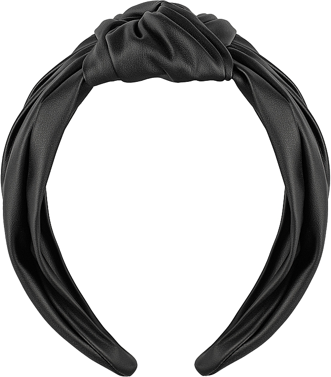 Opaska do włosów, czarna Top Knot - MAKEUP Hair Hoop Band Leather Black