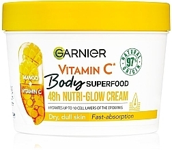 Nawilżający krem-żel do odwodnionej skóry ciała - Garnier Body SuperFood Mango & Vitamin C 48h Nutri-Glow Cream — Zdjęcie N1