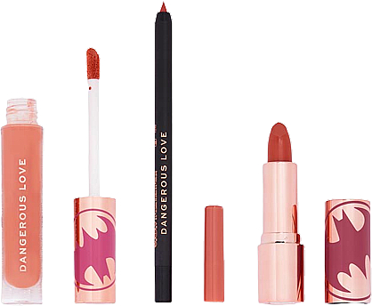 Zestaw - Makeup Revolution x DC Dangerous Love Lip Kit (ip/gloss/3.8g + lip/pencil/1.15g + lipstick/3.5g) — Zdjęcie N2