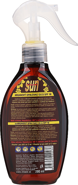 Olejek do opalania SPF 10 - Vivaco Sun Argan Oil SPF 10 — Zdjęcie N2