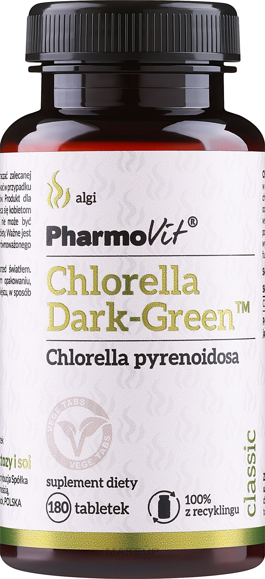 Suplement diety Chlorella - Pharmovit Classic Chorella Dark-Green — Zdjęcie 180 szt.