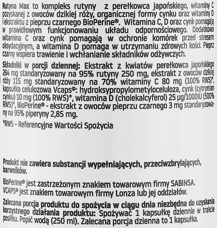 Suplement diety Rutin 60 szt. - Pharmovit Clean Label — Zdjęcie N2