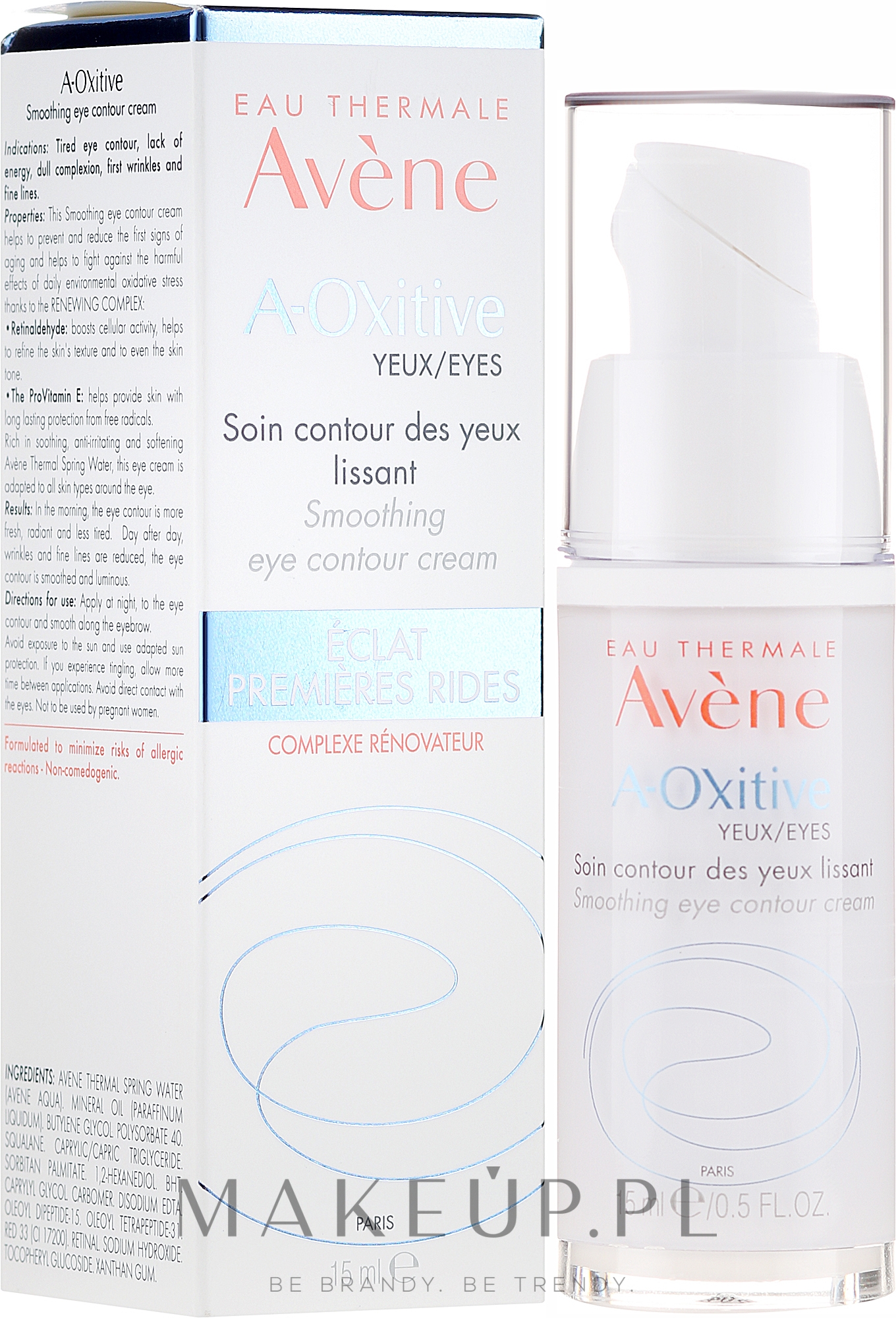 Przeciwstarzeniowy krem do skóry wokół oczu - Avene A-Oxitive Smoothing Eye Contour Cream — Zdjęcie 15 ml