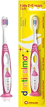 Szczoteczka do zębów dla dzieci (od 2 do 6 lat), różowa - Dentissimo Kids — Zdjęcie N1