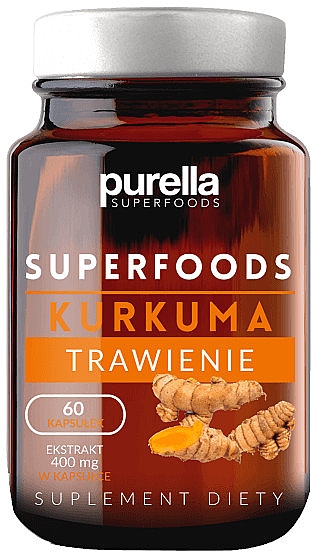 Suplement diety wspomagający trawienie Kurkuma - Purella Superfood Kukurma 400mg — Zdjęcie N1