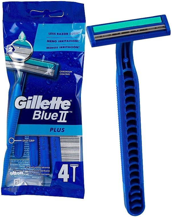 4-częściowy zestaw jednorazowych maszynek do golenia - Gillette Blue II Plus — Zdjęcie N2