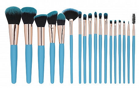 Zestaw pędzli do makijażu, 18 szt. - Tools For Beauty MiMo Makeup Brush Blue Set — фото N1