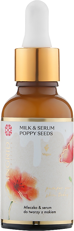 Mleczko do twarzy z olejkiem maca - Ingrid Cosmetics Vegan Milk & Serum Poppy Seeds