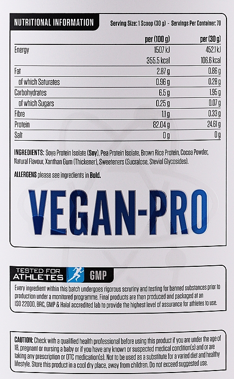 Mieszanka białek z aminokwasami dla sportowców Wanilia - Applied Nutrition Vegan-pro Plant Based Protein Blend Vanilla — Zdjęcie N3