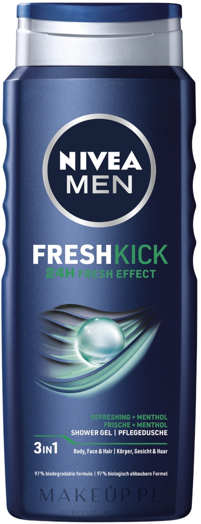 Żel pod prysznic do twarzy, ciała i włosów dla mężczyzn - NIVEA MEN Fresh Kick — Zdjęcie 500 ml