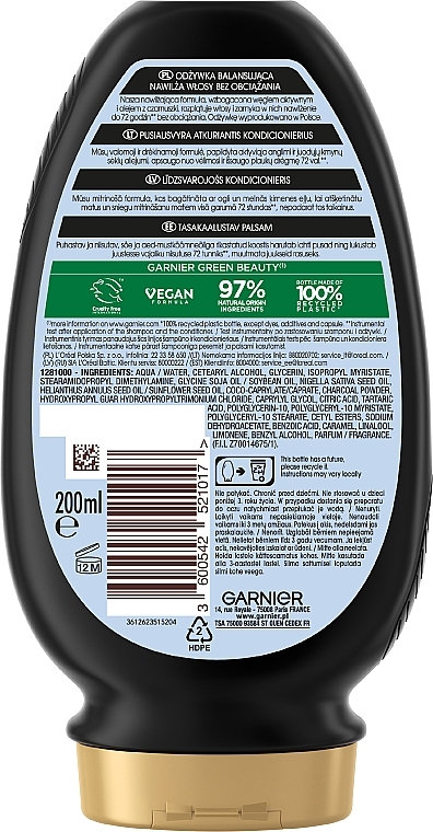 Odżywka do włosów z węglem aktywnym i olejem z czarnuszki - Garnier Botanic Therapy Balancing Conditioner — Zdjęcie N2