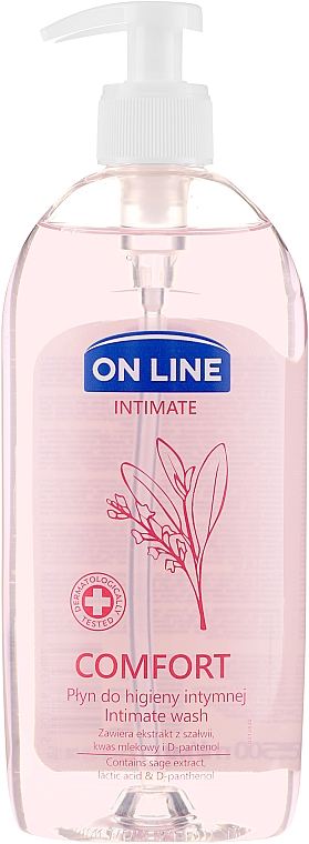 Płyn do higieny intymnej z szałwią, kwasem mlekowym i d-panthenolem - On Line Intimate Comfort Intimate Wash — Zdjęcie N3