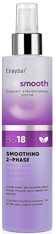 Dwufazowa odżywka w sprayu do prostowania włosów - Erayba Bio Smooth Organic Straightener Smoothing Spray BS18 — Zdjęcie N2