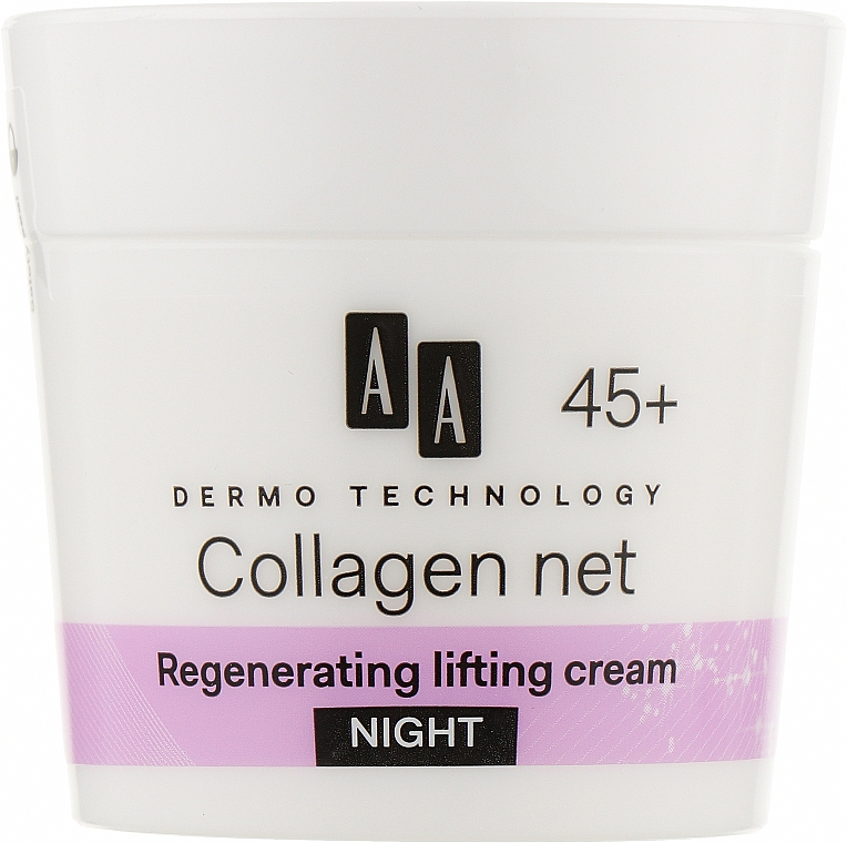 Ujędrniający krem ​​przeciwzmarszczkowy na noc 45+ - AA Dermo Technology Collagen Net Builder Regenerating Lifting Night Cream
