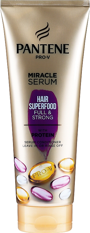 Odżywka do włosów zniszczonych - Pantene Pro-V Miracle Serum Hair Superfood Full & Strong With Protein Serum Conditioner