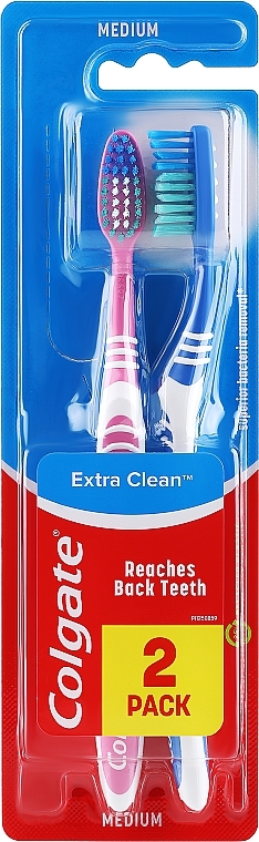 Szczoteczka do zębów Extra Clean, średnia twardość, granatowa + różowa - Colgate Extra Clean Medium — Zdjęcie N1