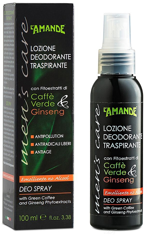 Dezodorant w sprayu dla mężczyzn - L'Amande Man's Care Green Coffee & Ginseng Deo Spray — Zdjęcie N1