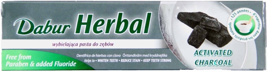 Wybielająca pasta do zębów z węglem aktywnym - Dabur Herbal Activated Charocal — Zdjęcie N1